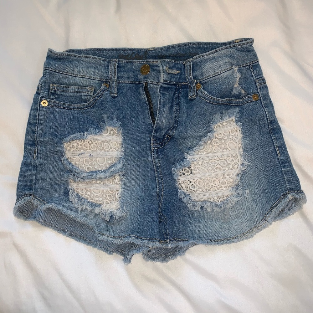 High Waisted Distressed Jean Shorts